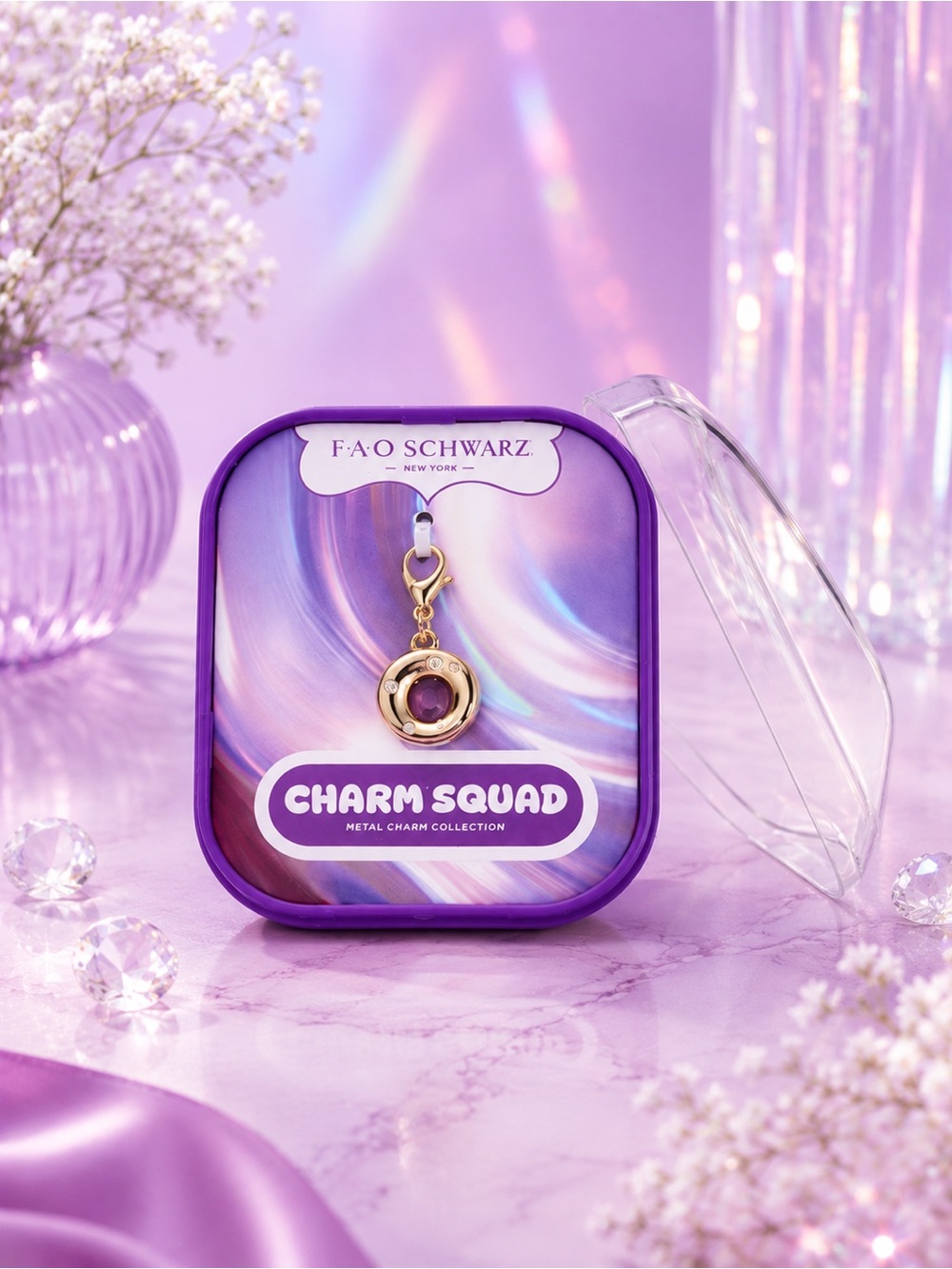 FAO Schwarz Charm Squad Letter O Gold Tone Rhinestone Charm NWT